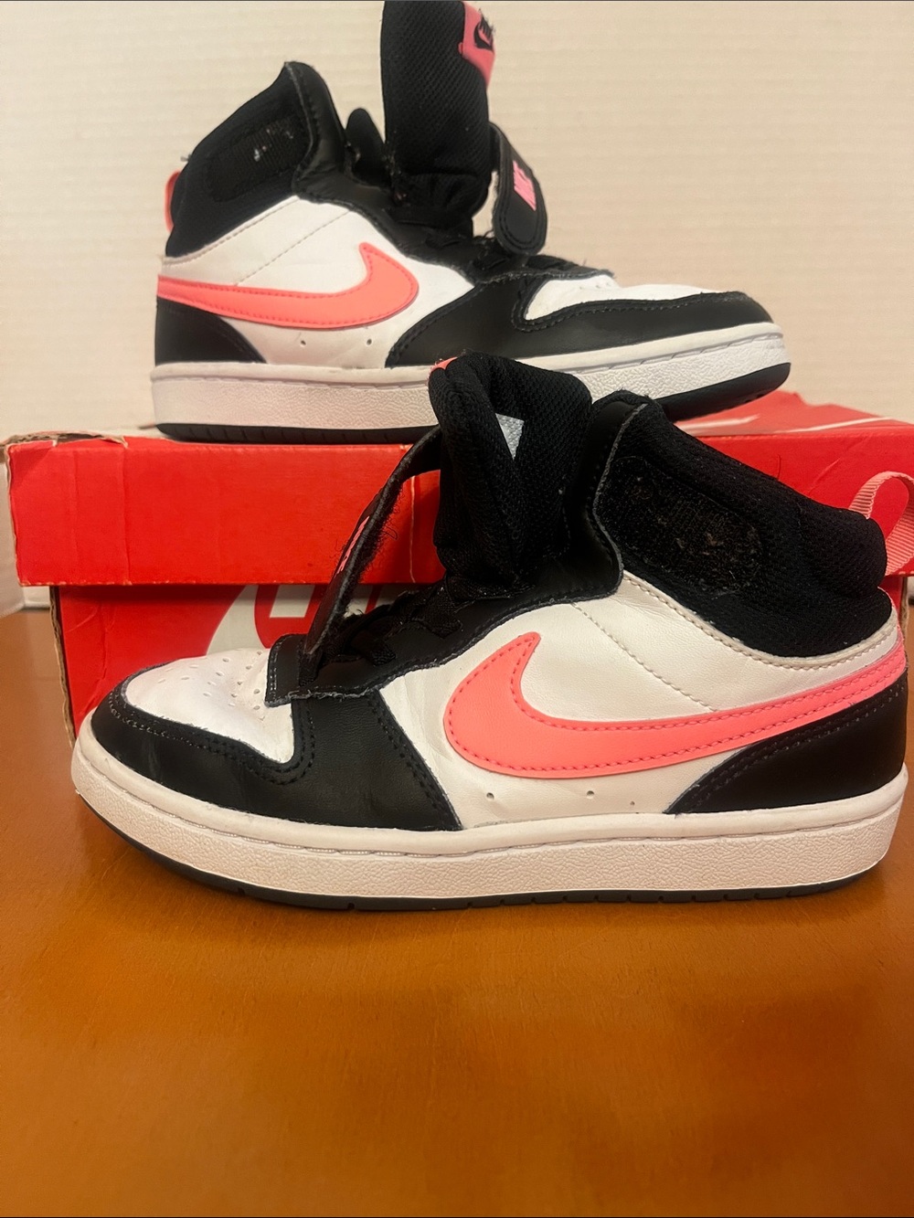 Nike Kids Mid-Top Sneakers White, Black & Coral
